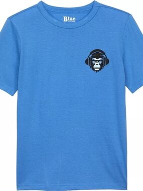 Heritage Blue Youth Gorilla On Skateboard Graphic Tee Size Med 5/6 Or Large 7